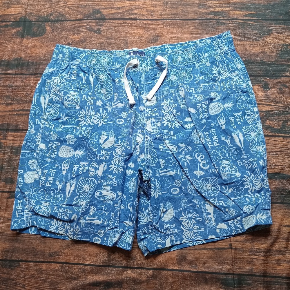 Johnnie-O Men's Board Shorts Trunks Lined Drawstring Size Medium Blue